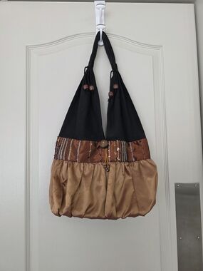 Black and Brown Boho Hobo Bag